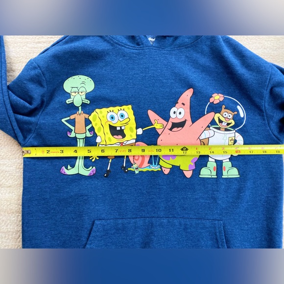 SpongeBob SquarePants Cast, Pullover Hoodie Sweater, Blue Juniors Size M (7-9) - Picture 6 of 10